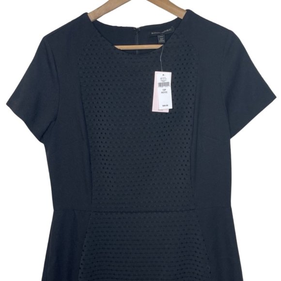 BANANA REPUBLIC | NWT Sophisticated Black Dress with Polka Dots | Size 10P - Picture 2 of 11